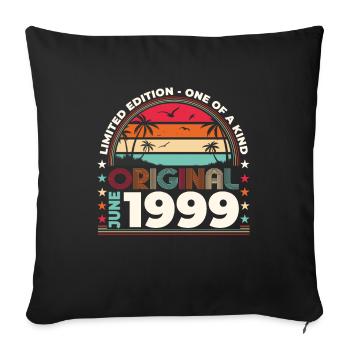 Original Juin 1999 Millésime 1999 Anniversaire 1999 - Housse de coussin décorative 45 x 45 cm - noir - Devant