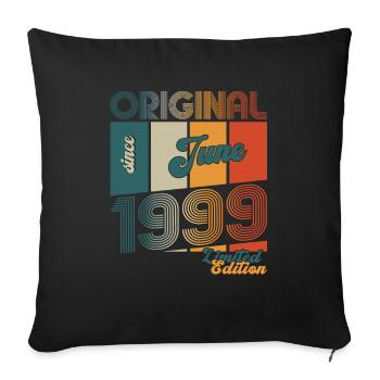 Original Juin 1999 Millésime 1999 Anniversaire 1999 - Housse de coussin décorative 45 x 45 cm - noir - Devant