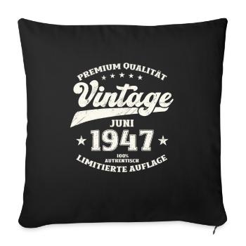 Original Juin 1947 Millésime 1947 Anniversaire 1947 - Housse de coussin décorative 45 x 45 cm - noir - Devant