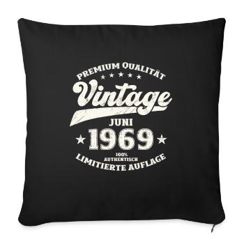 Original Juin 1969 Millésime 1969 Anniversaire 1969 - Housse de coussin décorative 45 x 45 cm - noir - Devant