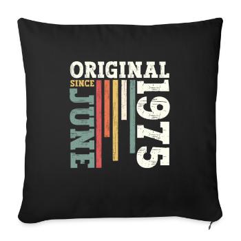 Original June 1975 Vintage 1975 Birthday 1975 - Sofa pillowcase 17,3'' x 17,3'' (45 x 45 cm) - black - Front