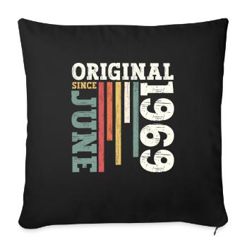 Original Juin 1969 Millésime 1969 Anniversaire 1969 - Housse de coussin décorative 45 x 45 cm - noir - Devant