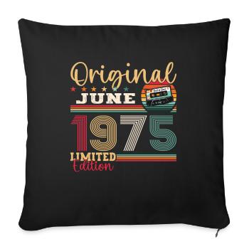 Cassette June 1975 Vintage 1975 Birthday 1975 - Sofa pillowcase 17,3'' x 17,3'' (45 x 45 cm) - black - Front