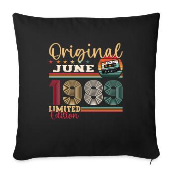 Cassette June 1989 Vintage 1989 Birthday 1989 - Sofa pillowcase 17,3'' x 17,3'' (45 x 45 cm) - black - Front