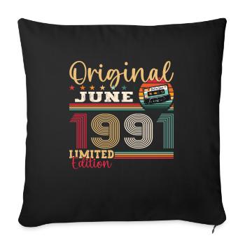 Cassette June 1991 Vintage 1991 Birthday 1991 - Sofa pillowcase 17,3'' x 17,3'' (45 x 45 cm) - black - Front