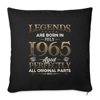 60ème anniversaire Original Juillet 1965 Millésime 1965 - Housse de coussin décorative 45 x 45 cm - noir - Devant