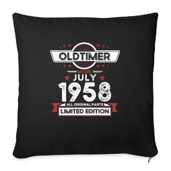 66. Geburtstag Oldtimer Juli 1958 Jahrgang 1958 - Sofakissenbezug 45 x 45 cm - Schwarz - Vorne
