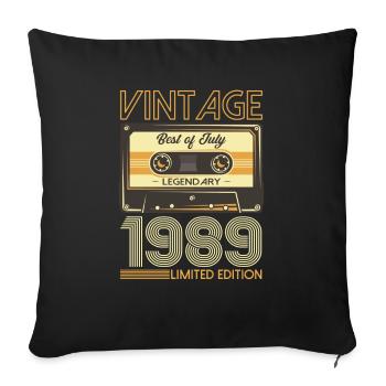 Cassette 35ème anniversaire juillet 1989 Millésime 1989 - Housse de coussin décorative 45 x 45 cm - noir - Devant