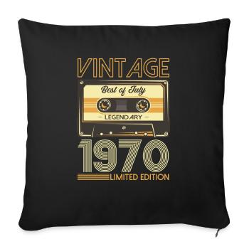 55. Geburtstag Kassette Juli 1970 Jahrgang 1970 - Sofakissenbezug 45 x 45 cm - Schwarz - Vorne