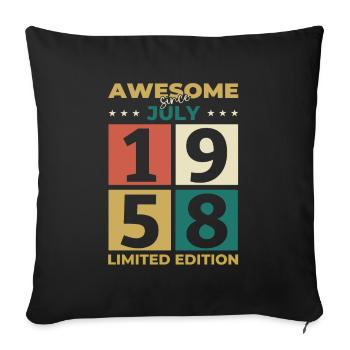 66th Birthday Original July 1958 Born 1958 - Sofa pillowcase 17,3'' x 17,3'' (45 x 45 cm) - black - Front