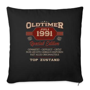33. Geburtstag Oldtimer Juli 1991 Jahrgang 1991 - Sofakissenbezug 45 x 45 cm - Schwarz - Vorne