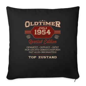 70ème Anniversaire Voiture Classique Juillet 1954 Millésime 1954 - Housse de coussin décorative 45 x 45 cm - noir - Devant