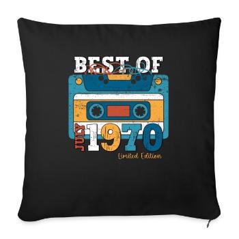 55. Geburtstag Kassette Juli 1970 Jahrgang 1970 - Sofakissenbezug 45 x 45 cm - Schwarz - Vorne