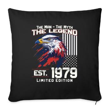 45ème Anniversaire Année 1979 Millésime 1979 Légende - Housse de coussin décorative 45 x 45 cm - noir - Devant