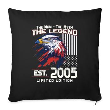 19ème Anniversaire Année 2005 Millésime 2005 Légende - Housse de coussin décorative 45 x 45 cm - noir - Devant