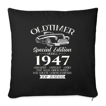 Oldtimer 1947 Jahrgang 1947 77. Geburtstag 1947 - Sofakissenbezug 45 x 45 cm - Schwarz - Vorne