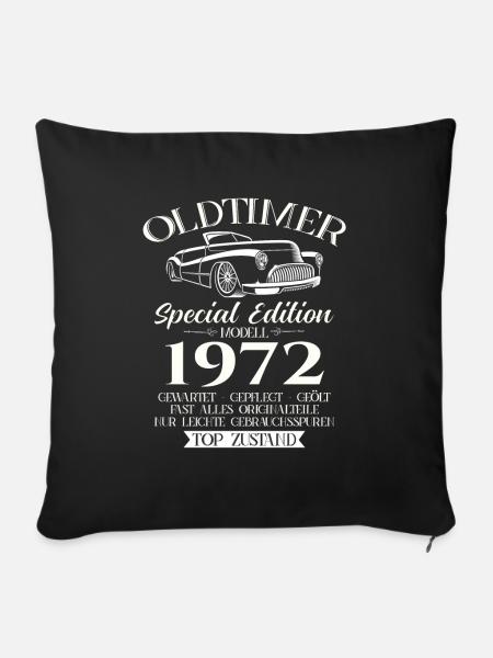 Oldtimer 1972 Jahrgang 1972 52. Geburtstag 1972 - Sofakissenbezug 45 x 45 cm - Schwarz
