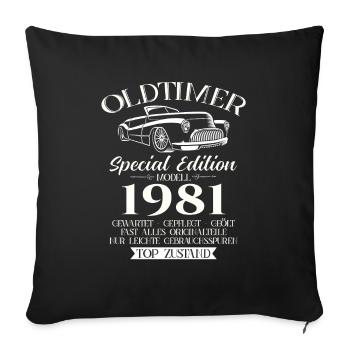 Oldtimer 1981 Jahrgang 1981 43. Geburtstag 1981 - Sofakissenbezug 45 x 45 cm - Schwarz - Vorne