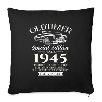 80ème Anniversaire Voiture Classique 1945 Millésime 1945 - Housse de coussin décorative 45 x 45 cm - noir - Devant