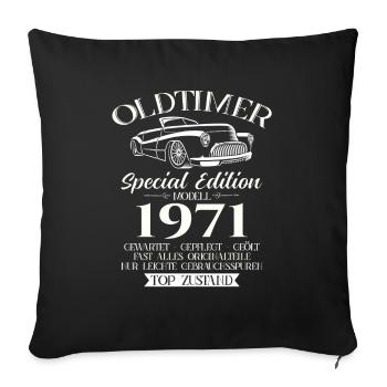 Oldtimer 1971 Jahrgang 1971 53. Geburtstag 1971 - Sofakissenbezug 45 x 45 cm - Schwarz - Vorne