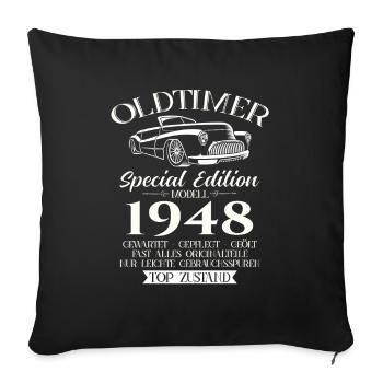 Oldtimer 1948 Jahrgang 1948 76. Geburtstag 1948 - Sofakissenbezug 45 x 45 cm - Schwarz - Vorne