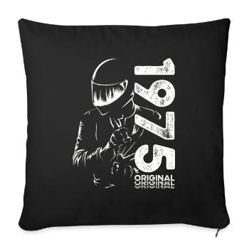 50ème Anniversaire Vintage 1975 Motard Motard - Housse de coussin décorative 45 x 45 cm - noir - Devant