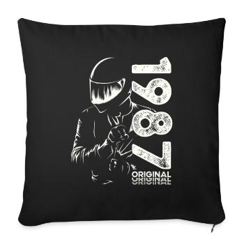 37ème Anniversaire Vintage 1987 Motard Motard - Housse de coussin décorative 45 x 45 cm - noir - Devant