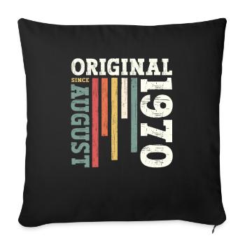 54e anniversaire Original août 1970 Né en 1970 - Housse de coussin décorative 45 x 45 cm - noir - Devant