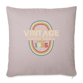 70e anniversaire Original août 1955 Né en 1955 - Housse de coussin décorative 45 x 45 cm - taupe clair - Devant