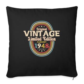 Original 1948 Millésime Août 76th Anniversaire 1948 - Housse de coussin décorative 45 x 45 cm - noir - Devant