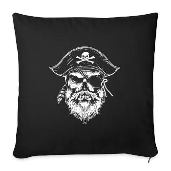 Crâne de pirate - Housse de coussin décorative 45 x 45 cm - noir - Devant