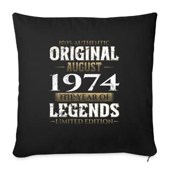 50e anniversaire Original août 1974 Cassette 1974 - Housse de coussin décorative 45 x 45 cm - noir - Devant
