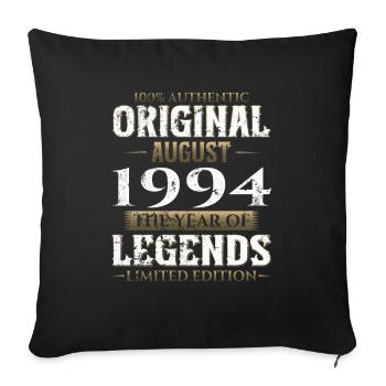 30th Birthday Original August 1994 Vintage 1994 - Sofa pillowcase 17,3'' x 17,3'' (45 x 45 cm) - black - Front