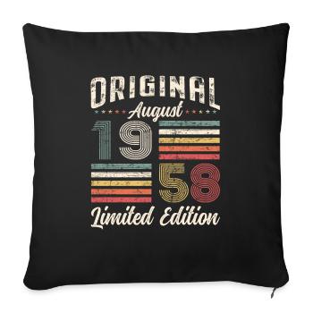 66e anniversaire Original août 1958 Né en 1958 - Housse de coussin décorative 45 x 45 cm - noir - Devant