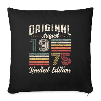 50ème Anniversaire Original Août 1975 Millésime 1975 - Housse de coussin décorative 45 x 45 cm - noir - Devant