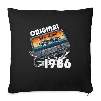 38e anniversaire Original août 1986 Cassette 1986 - Housse de coussin décorative 45 x 45 cm - noir - Devant