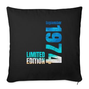 50th birthday September 1974 Born 1974 - Sofa pillowcase 17,3'' x 17,3'' (45 x 45 cm) - black - Front