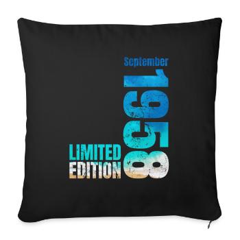 66th birthday September 1958 Born 1958 - Sofa pillowcase 17,3'' x 17,3'' (45 x 45 cm) - black - Front