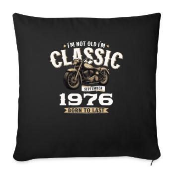 48ème Anniversaire Vintage Septembre 1976 Moto - Housse de coussin décorative 45 x 45 cm - noir - Devant