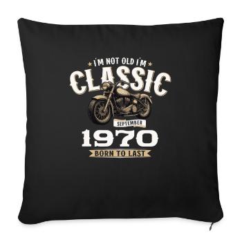 54ème anniversaire Vintage Septembre 1970 Moto - Housse de coussin décorative 45 x 45 cm - noir - Devant