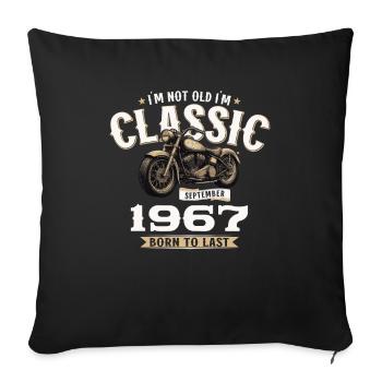 57th Birthday Vintage September 1967 Motorcycle - Sofa pillowcase 17,3'' x 17,3'' (45 x 45 cm) - black - Front