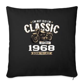 56ème Anniversaire Vintage Septembre 1968 Moto - Housse de coussin décorative 45 x 45 cm - noir - Devant