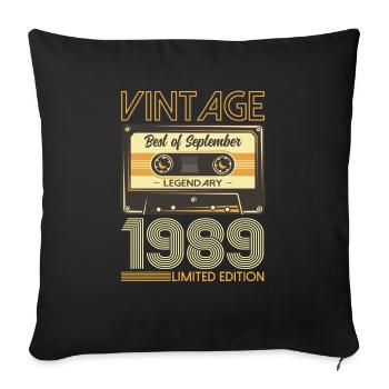 35ème Anniversaire Légende Septembre 1989 Millésime 89 - Housse de coussin décorative 45 x 45 cm - noir - Devant