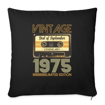 September 1975, 50th birthday Original 1975 - Sofa pillowcase 17,3'' x 17,3'' (45 x 45 cm) - black - Front