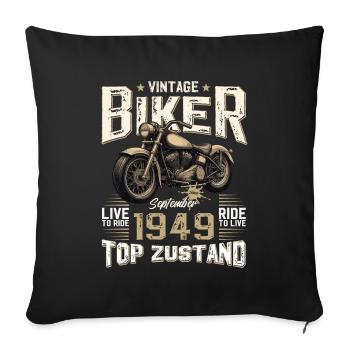 Moto 75ème Anniversaire Septembre 1949 - Housse de coussin décorative 45 x 45 cm - noir - Devant