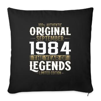 40ème Anniversaire Millésime Septembre 1984 Cru 84 - Housse de coussin décorative 45 x 45 cm - noir - Devant