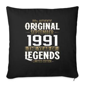 33rd Birthday Vintage September 1991 Vintage 91 - Sofa pillowcase 17,3'' x 17,3'' (45 x 45 cm) - black - Front