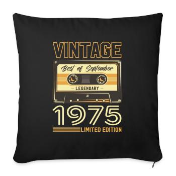 Septembre 1975, cassette du 50e anniversaire 1975 - Housse de coussin décorative 45 x 45 cm - noir - Devant
