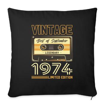 50th Birthday Vintage September 1974 Year 74 - Sofa pillowcase 17,3'' x 17,3'' (45 x 45 cm) - black - Front
