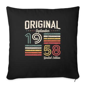 66e anniversaire Millésime septembre 1958 Année 58 - Housse de coussin décorative 45 x 45 cm - noir - Devant